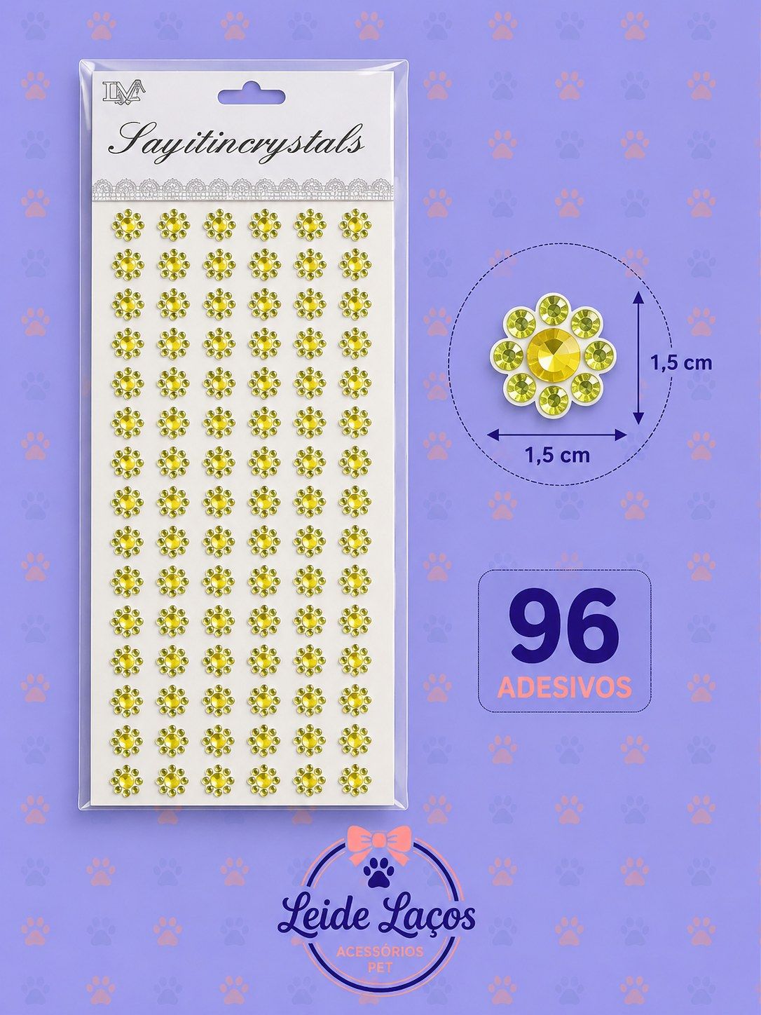 Adesivo Pet Amarelo — pacote c/ 96