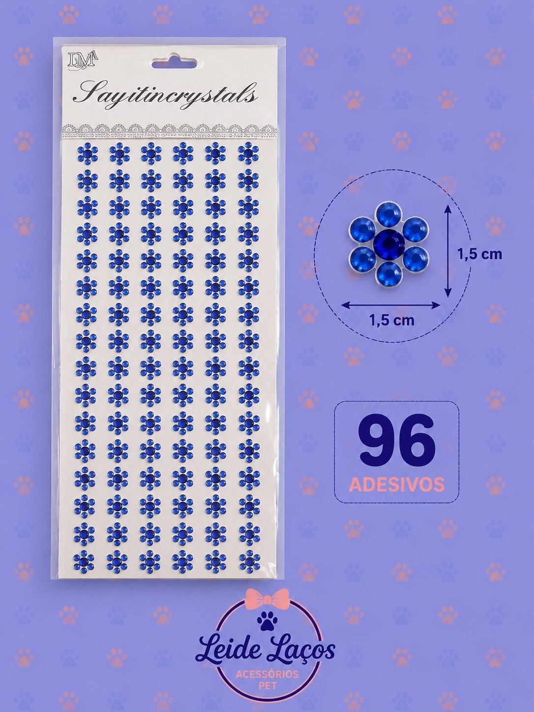 Adesivo Pet Azul — pacote c/ 96