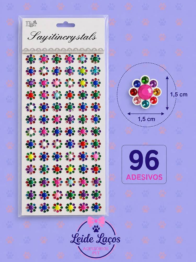 Adesivo Pet Colorido — pacote c/ 96