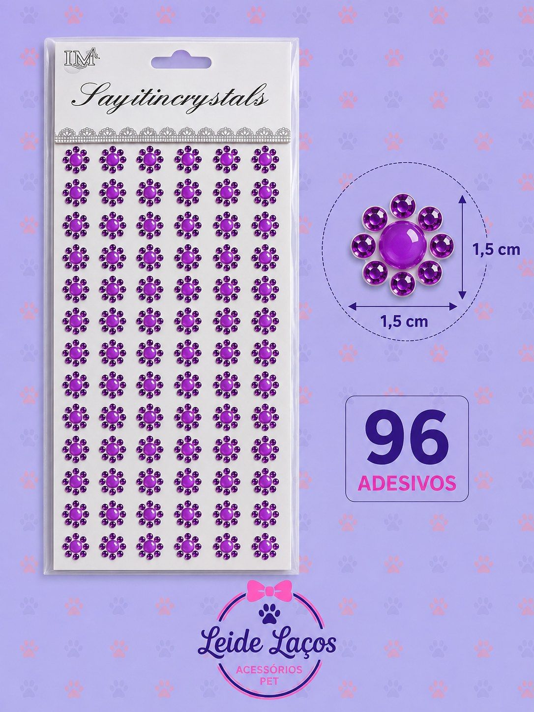 Adesivo Pet Lilas — pacote c/ 96