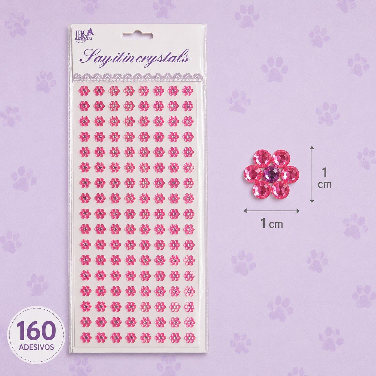 Adesivo Pet Rosa — pacote c/ 160