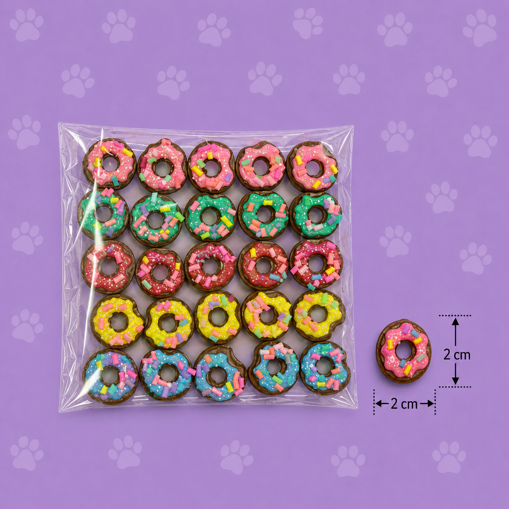 Adesivo Pet Rosquinha Glitter Colorido — pacote c/ 25