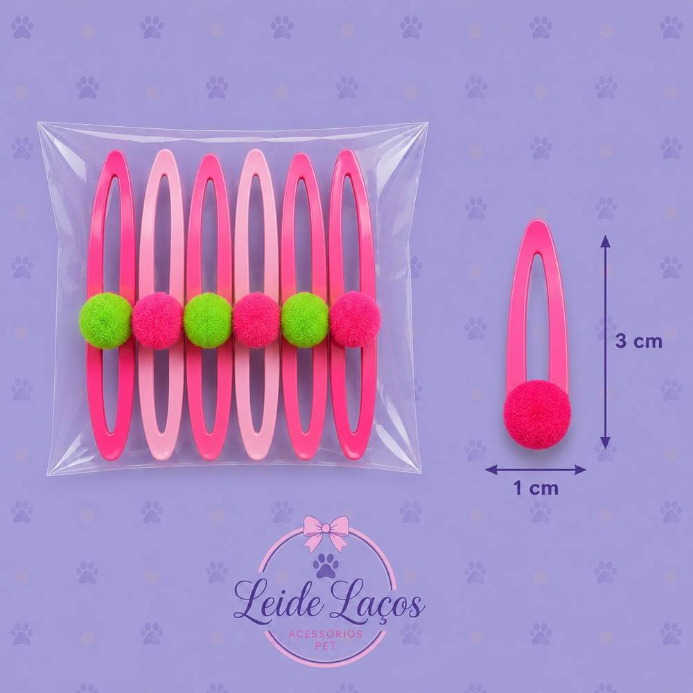 Adesivo Pet Tic tac pompom — pacote c/ 20