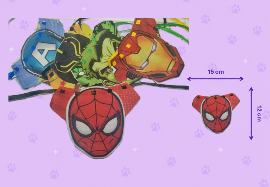 Bandana de tecido Super-Heróis — pacote c/ 12