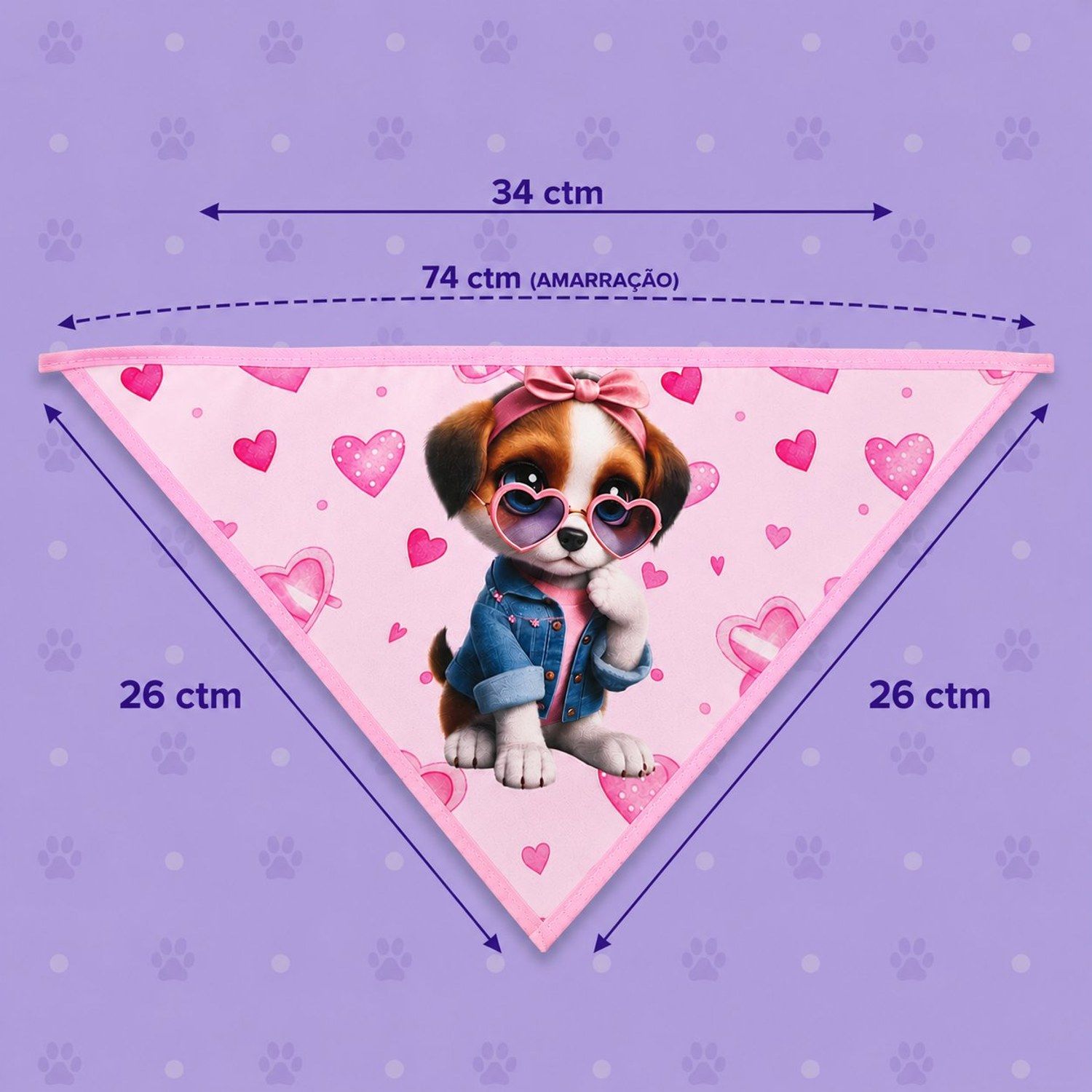 Bandana Estampas diversas G Fêmea — pacote c/ 10