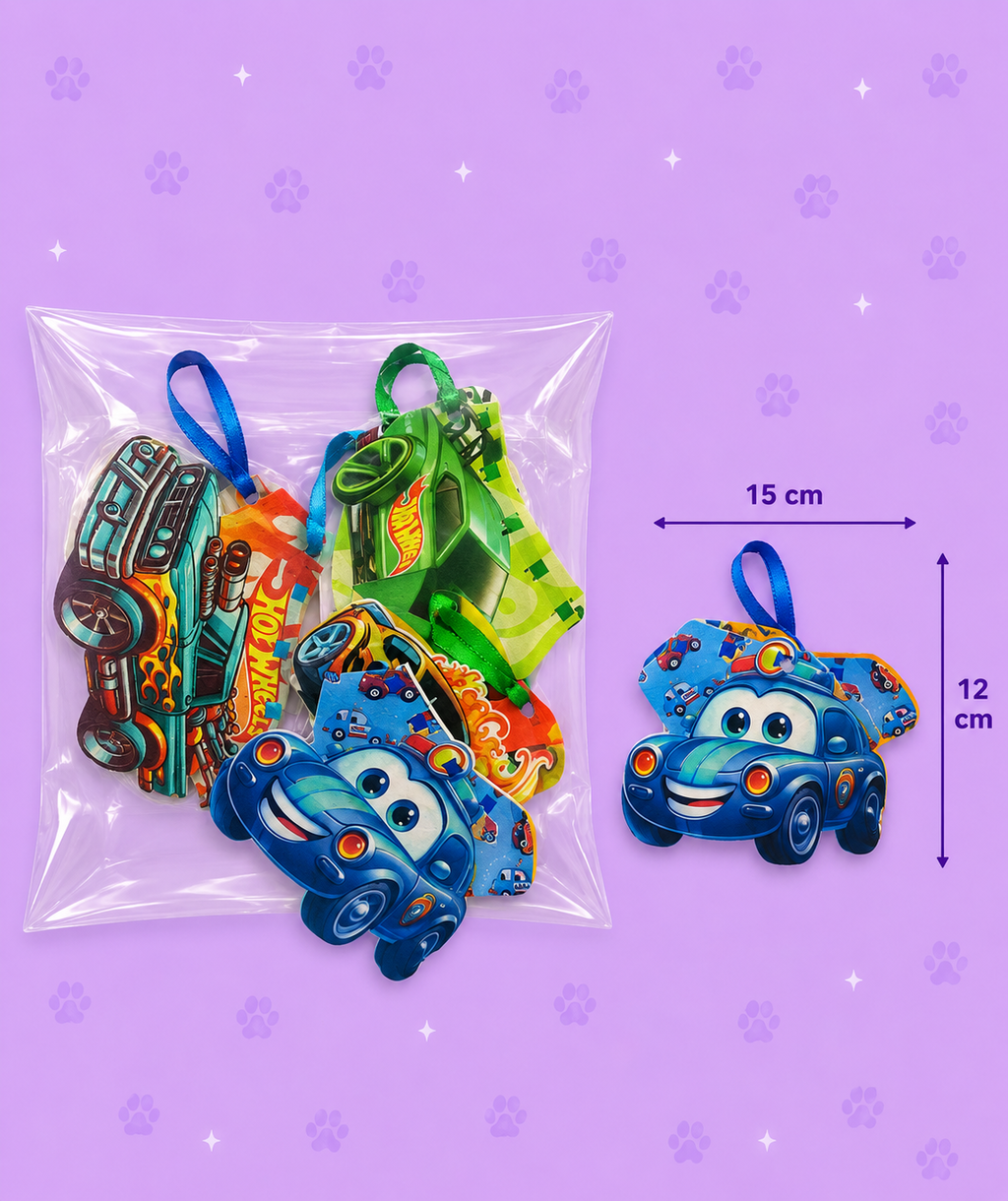 Bandana Pet Estampada Carros — pacote c/ 12