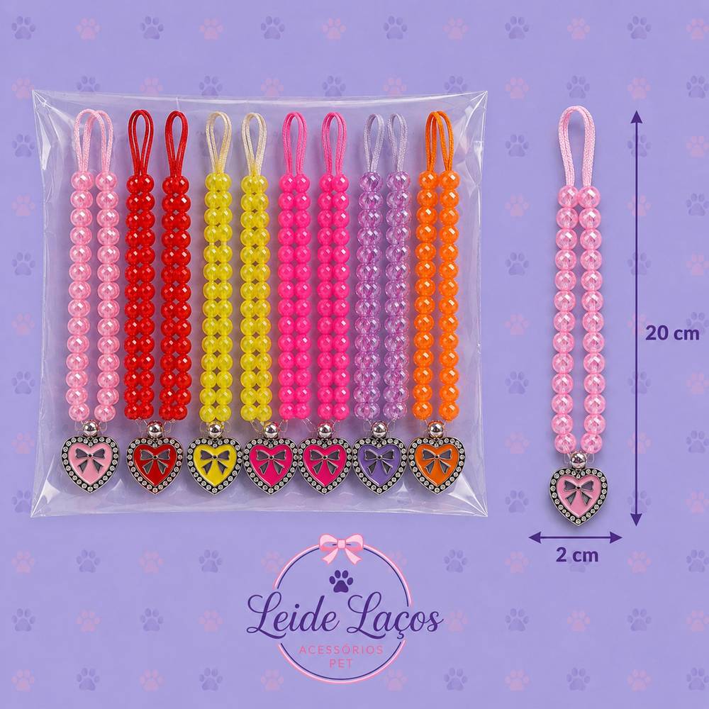Colar Pérolas com laços — pacote c/ 10