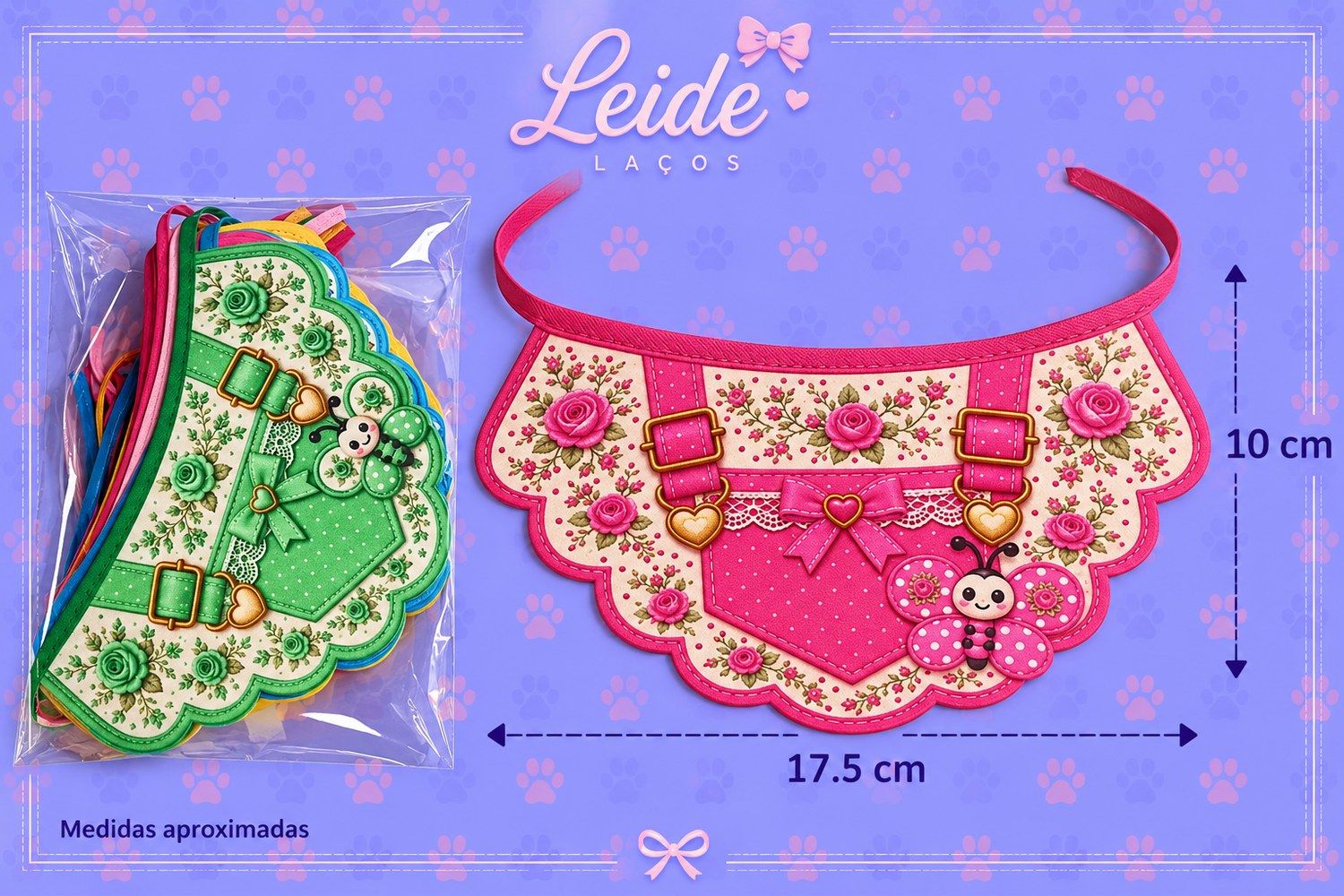 Gargantilha Bandana 3 D — pacote c/ 12