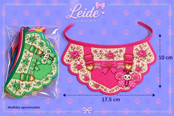 Gargantilha Bandana 3 D — pacote c/ 12