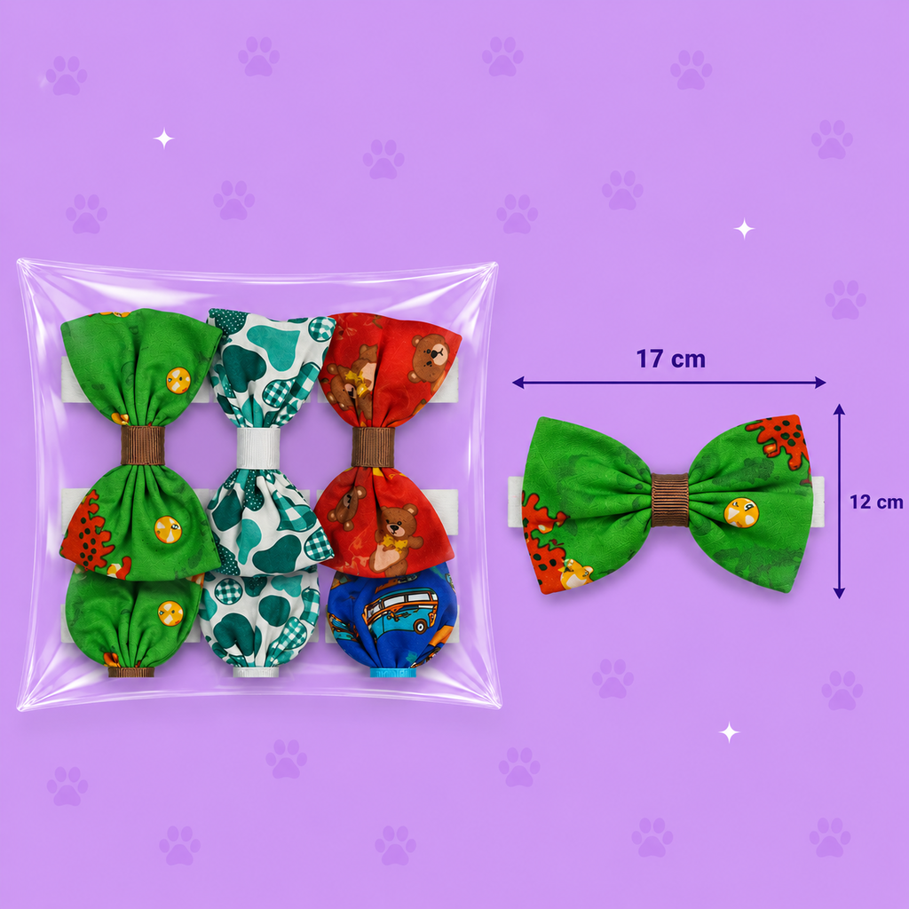 Gravata Borboleta G Pet  Estampada Sortida — pacote c/ 8