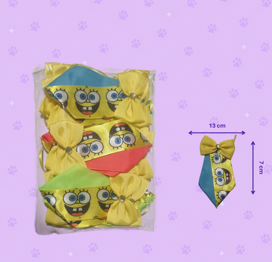 Gravata Pet Bob Esponja — pacote c/ 15
