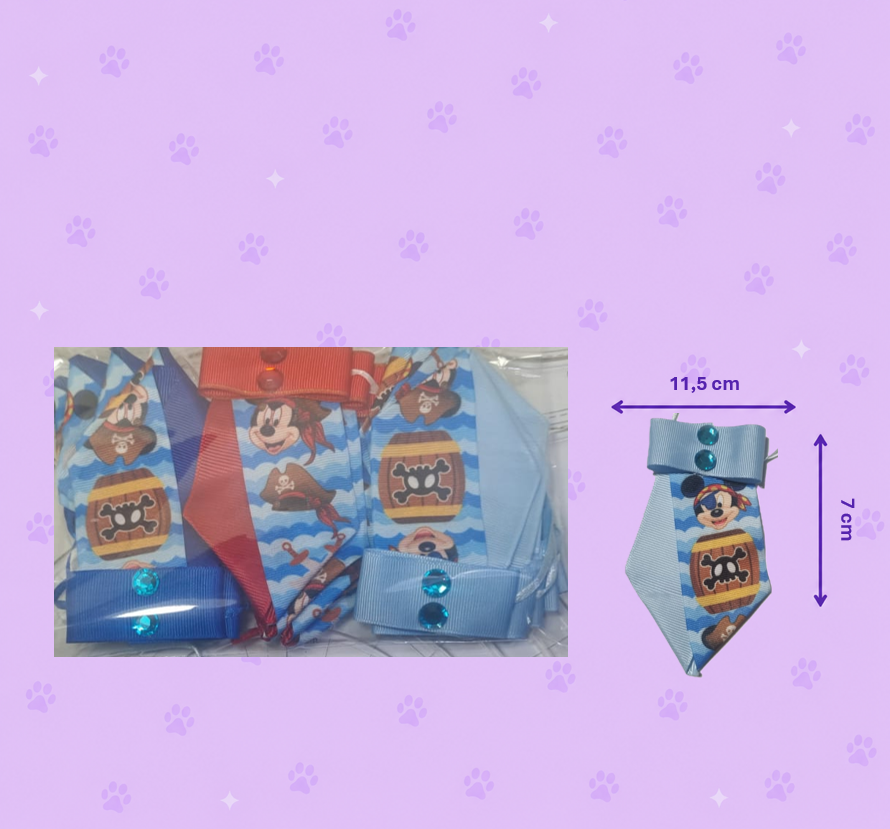 Gravata Pet Mickey Pirata — pacote c/ 15