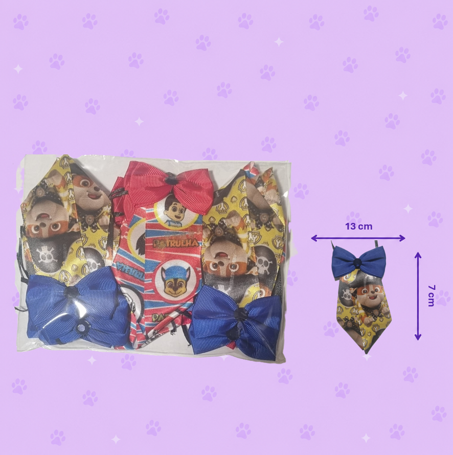 Gravata Pet Patrulha Canina — pacote c/ 15