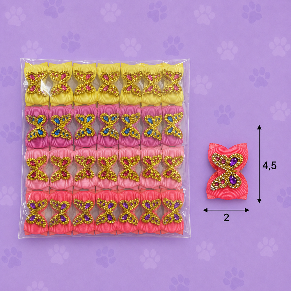 Laço Adesivado com Laço Glitter — pacote c/ 24